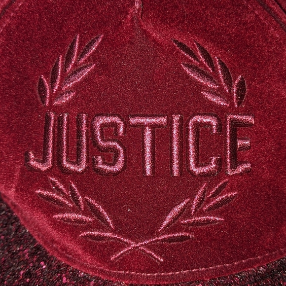 Justice-Tween Brands Burgundy Velvet/Glitter Cap - Picture 5 of 10